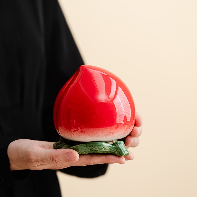 中式陶瓷桃子茶叶罐收纳装饰摆件-0002