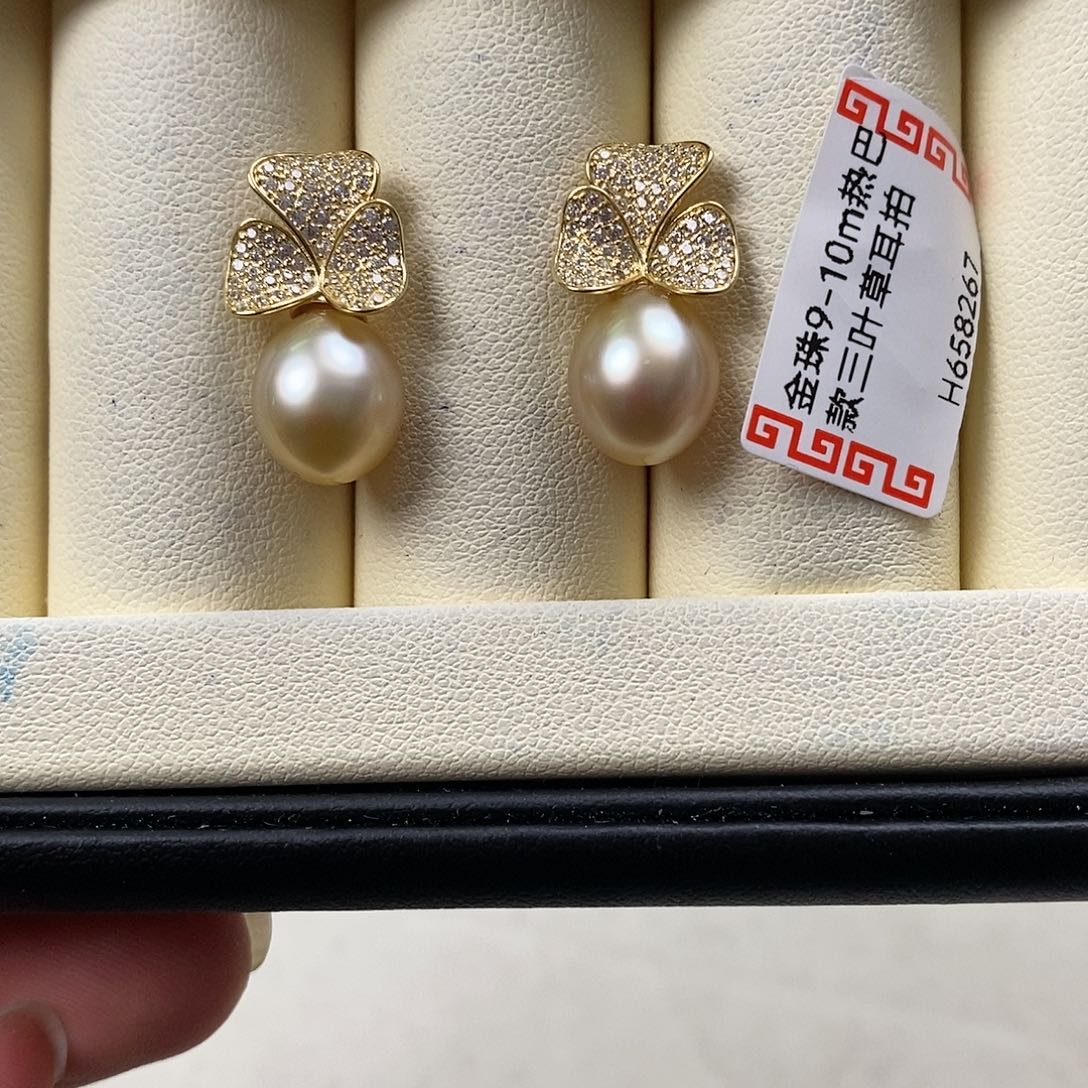 海水珍珠耳饰银S925镶嵌