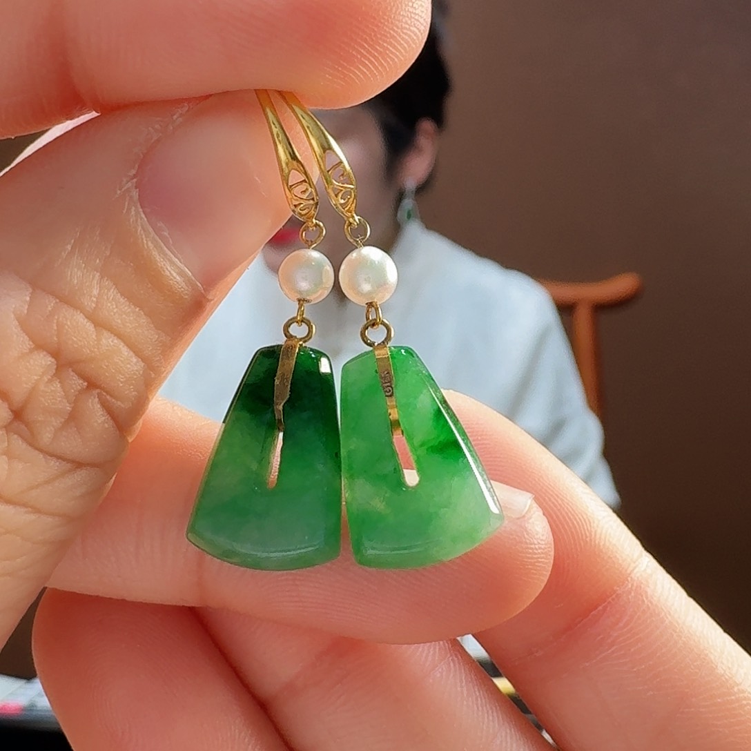 翡翠耳饰银S925镶嵌耳饰15