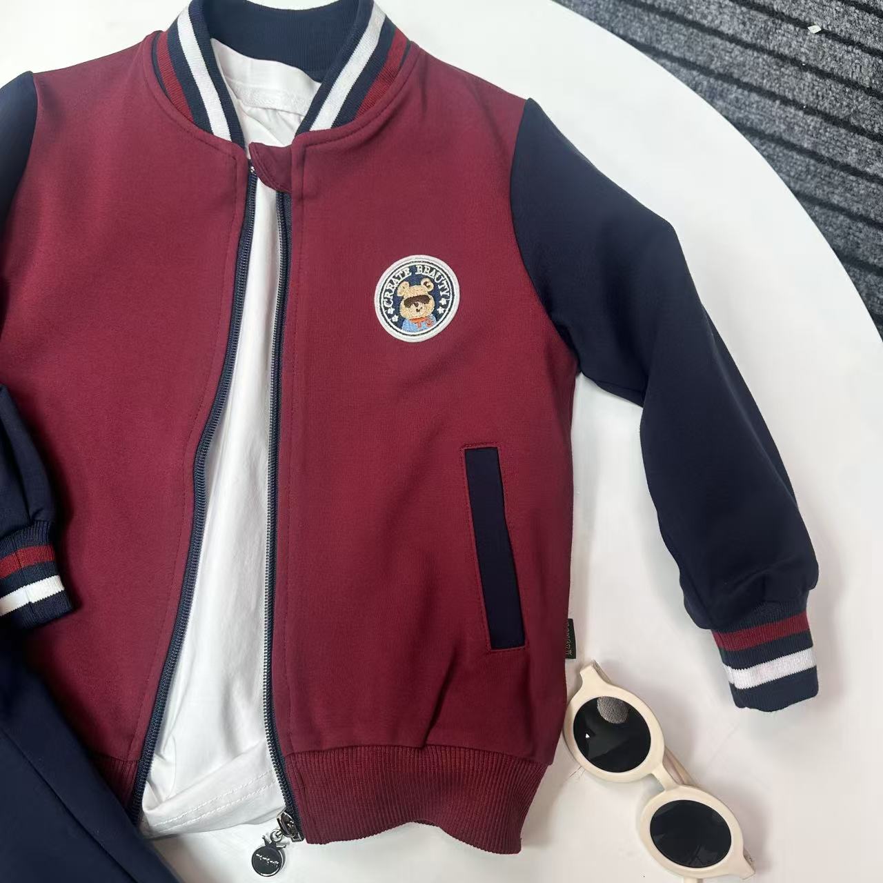 男童两件套2025新款春秋款儿童棒球服外套裤子女孩帅气衣服中童