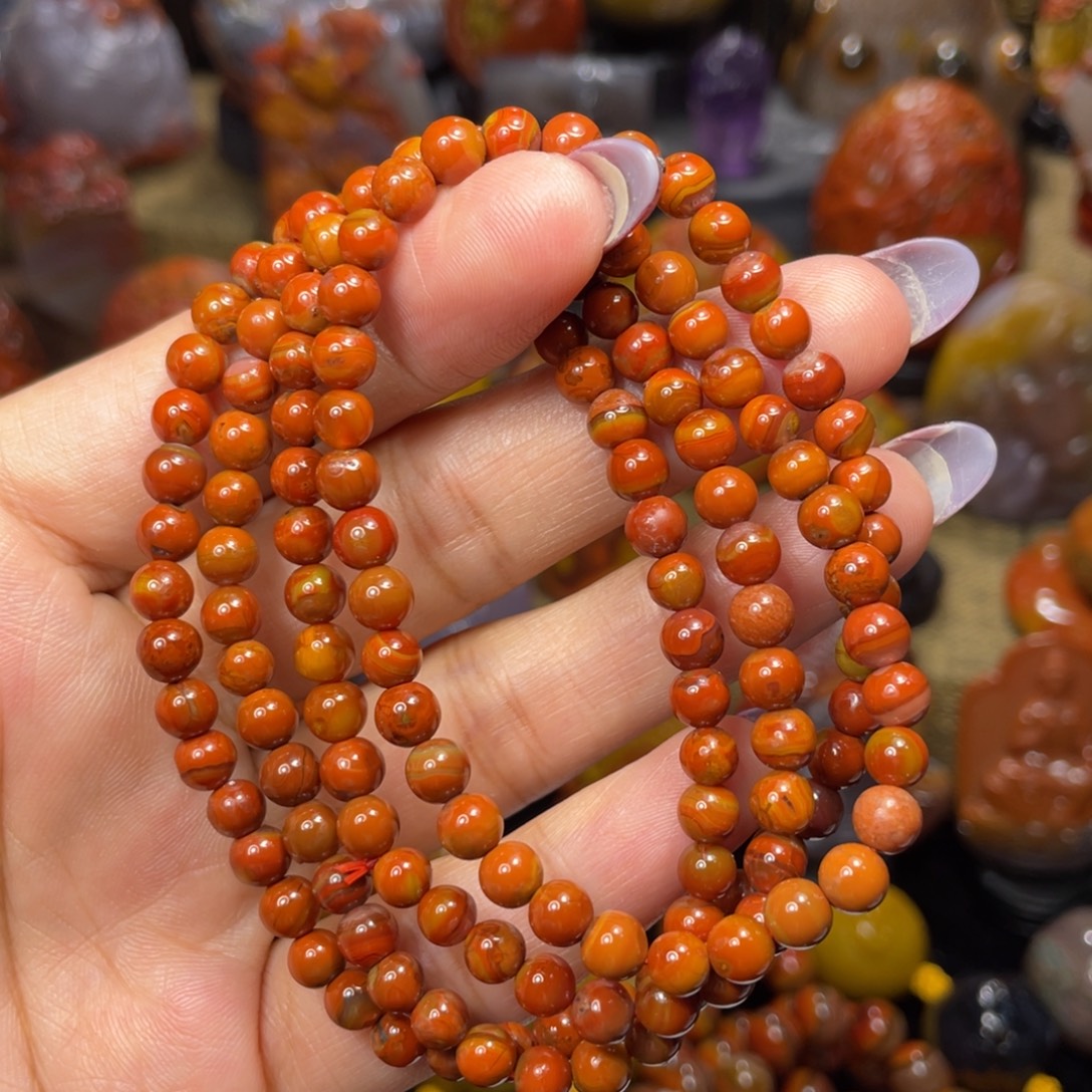 未镶嵌玛瑙/玉髓珠宝奇石品质红色多圈儿268福利包邮