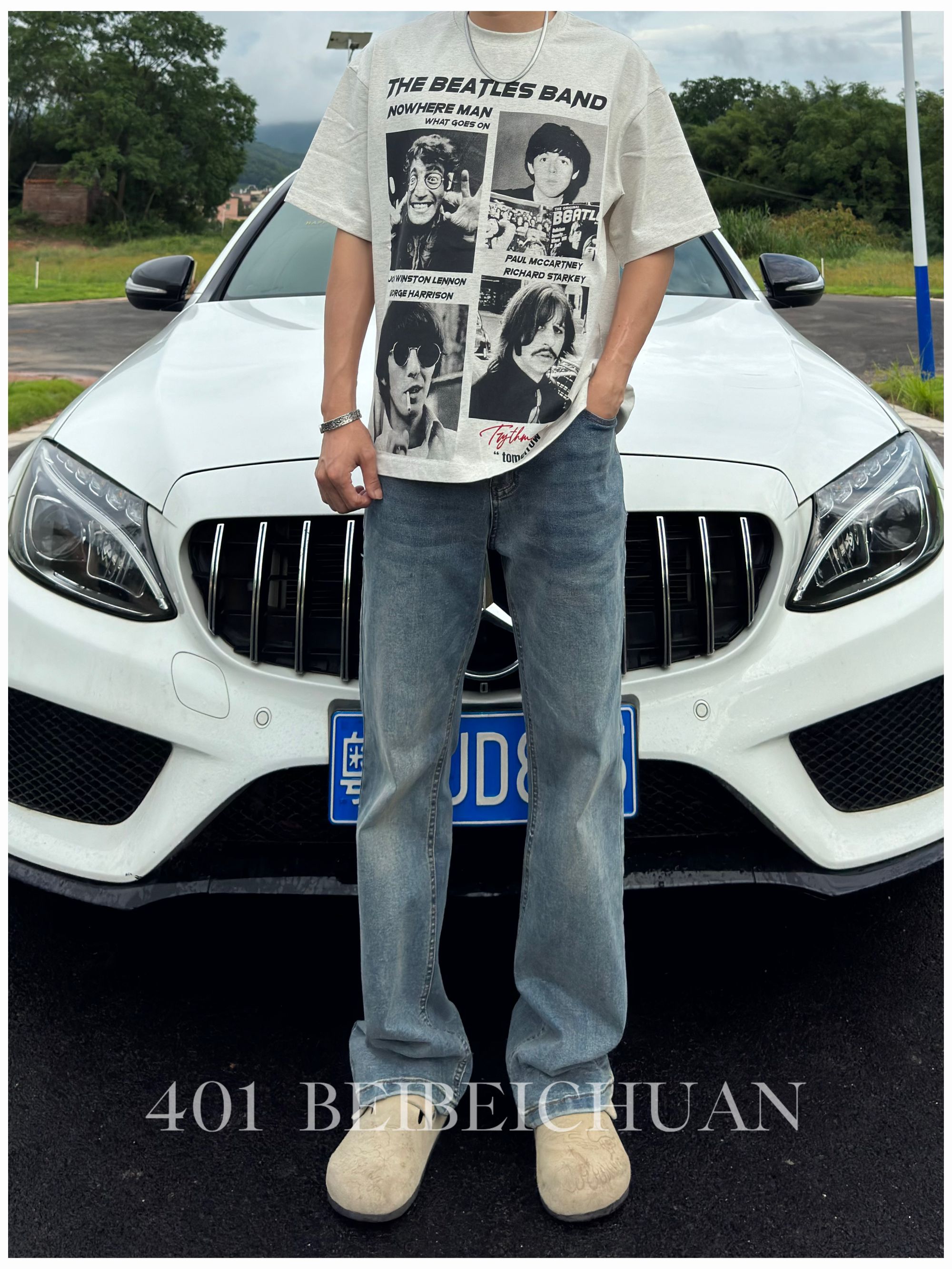 BBC【复古蓝牛仔裤】弹力517水洗蓝中高腰长裤秋冬直筒百搭牛仔裤