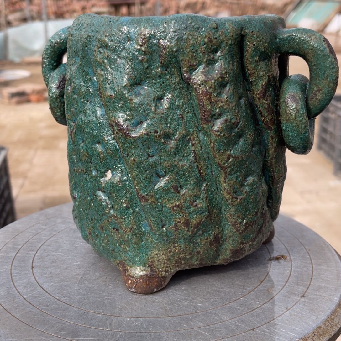 红陶粗砂陶手工花盆