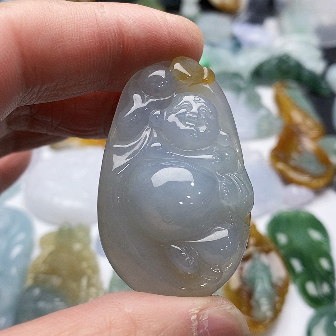 翡翠颈饰未镶嵌荔枝冻逍遥佛