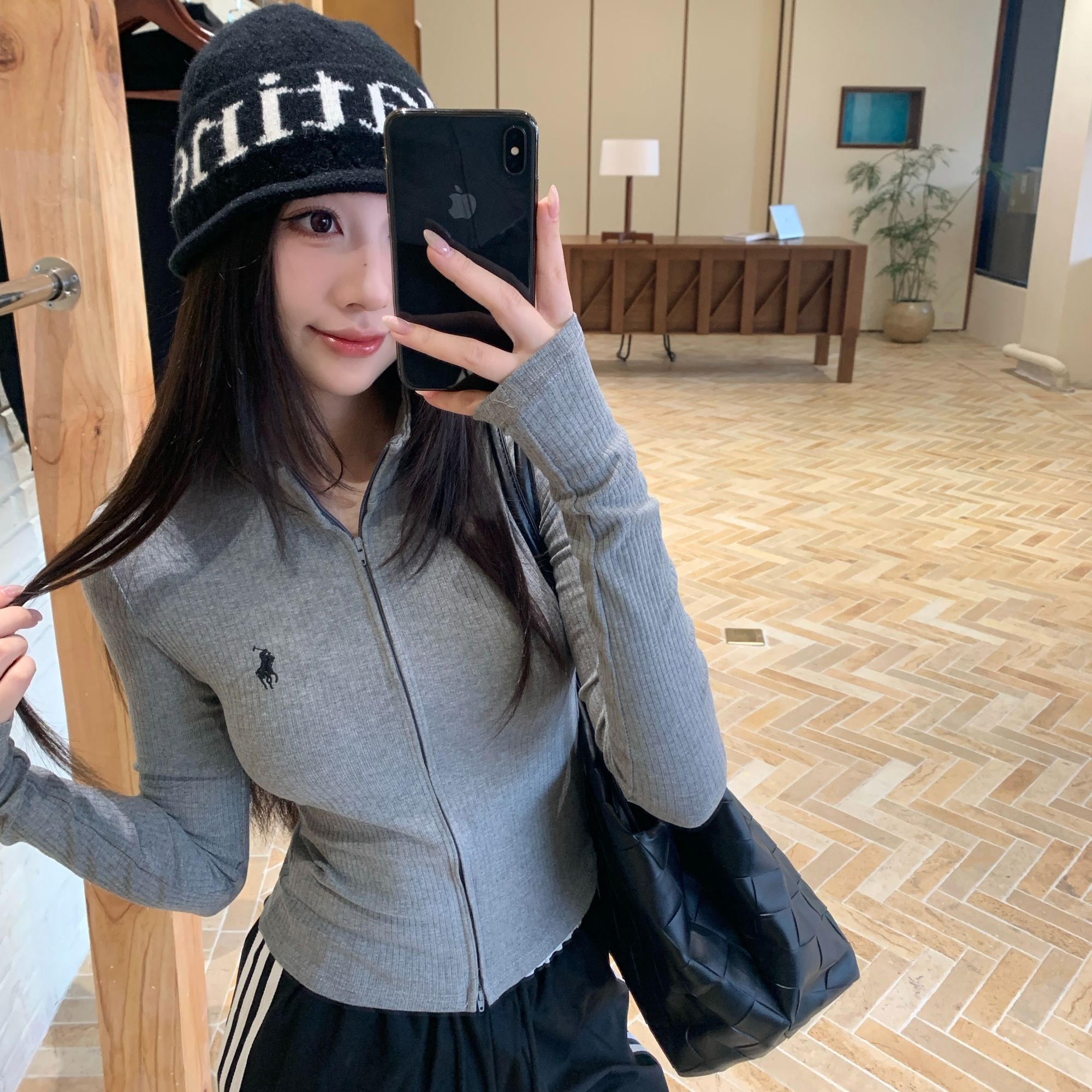 立领刺绣双拉链长袖卫衣女早秋新款韩系修身显瘦设计感小众外套潮