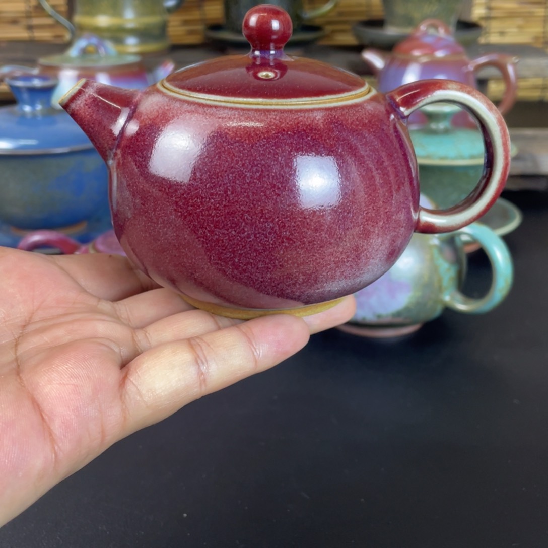 瓷片钧瓷西施壶手工