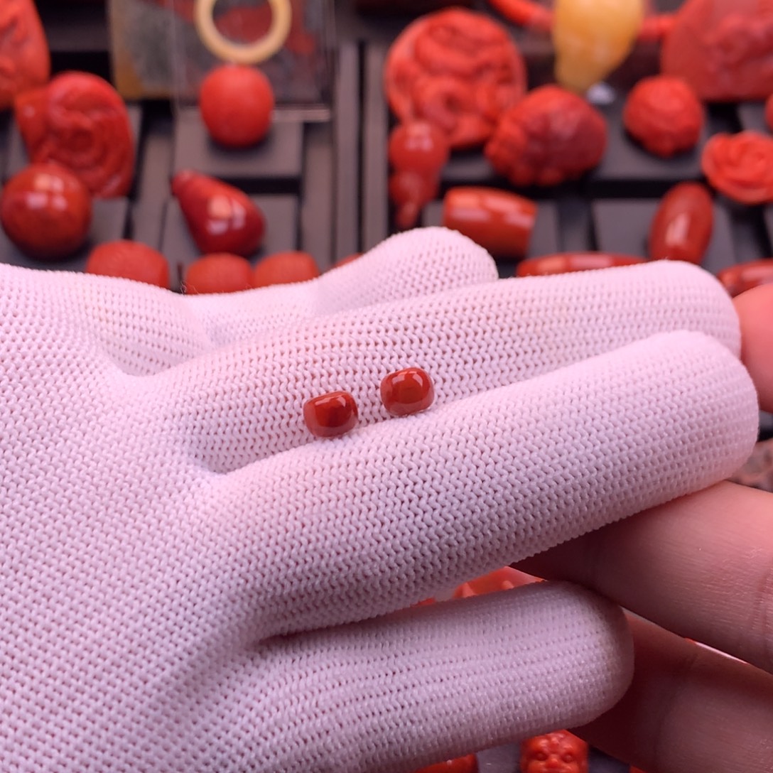 南红玛瑙未镶嵌川料瓦西原矿火焰纹老型对珠6mm