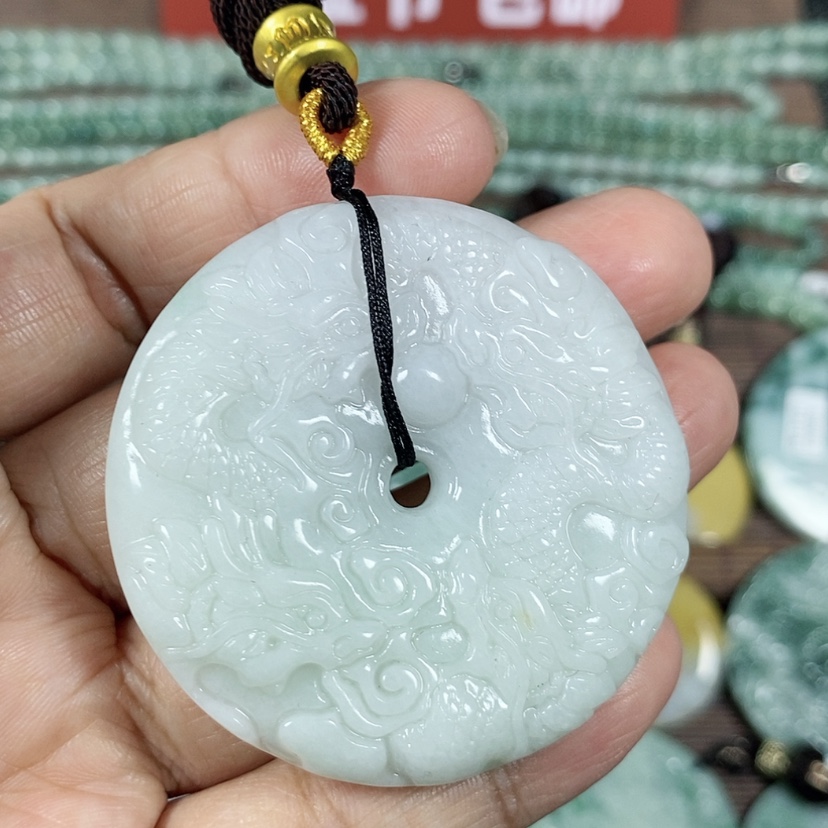 【闪购商品】翡翠颈饰未镶嵌玉吊坠翡翠玉双面九龙牌