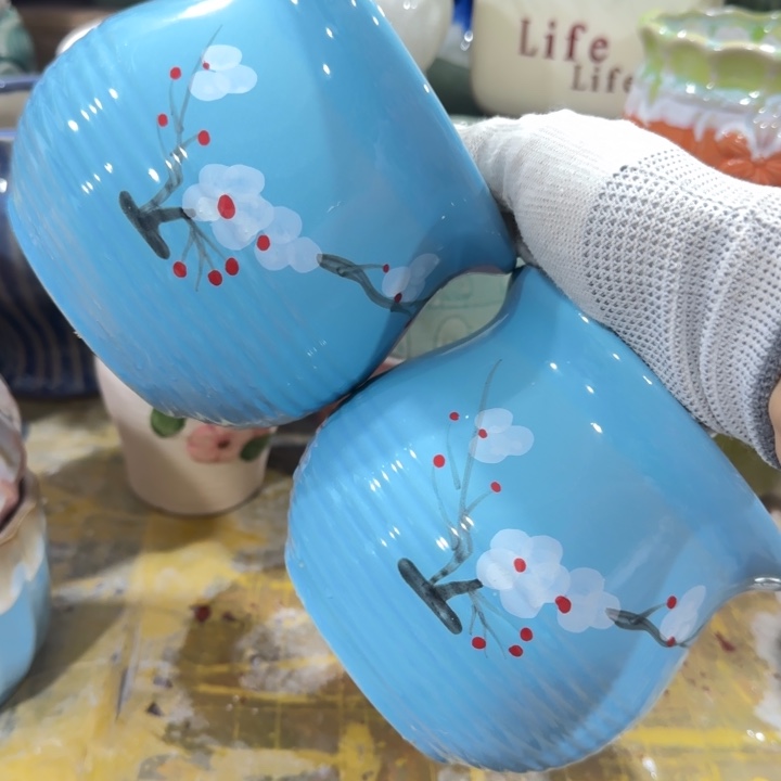 凑9块包邮，有孔，陶瓷花盆