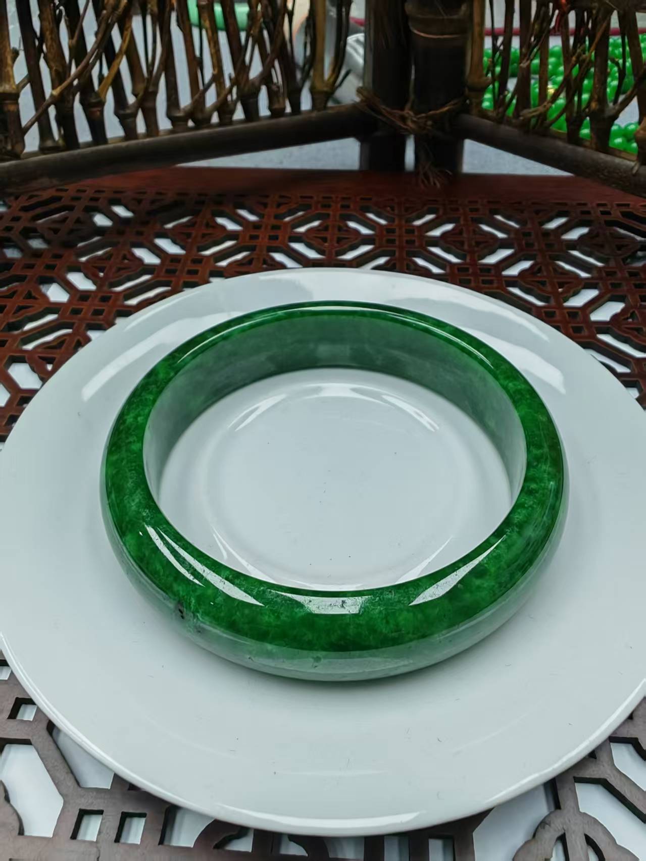 翡翠花青老料手镯