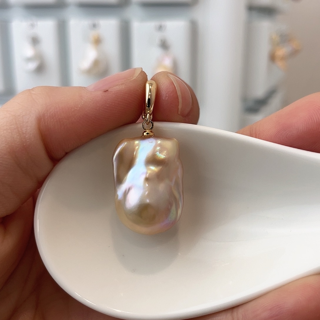 淡水珍珠天然珍珠巴洛克银S925镶嵌