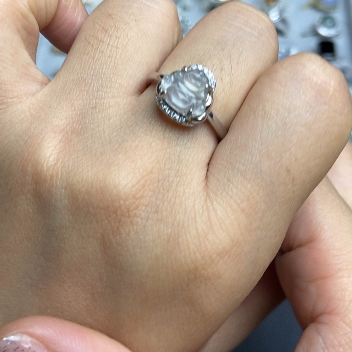 翡翠戒指银S925镶嵌戒指