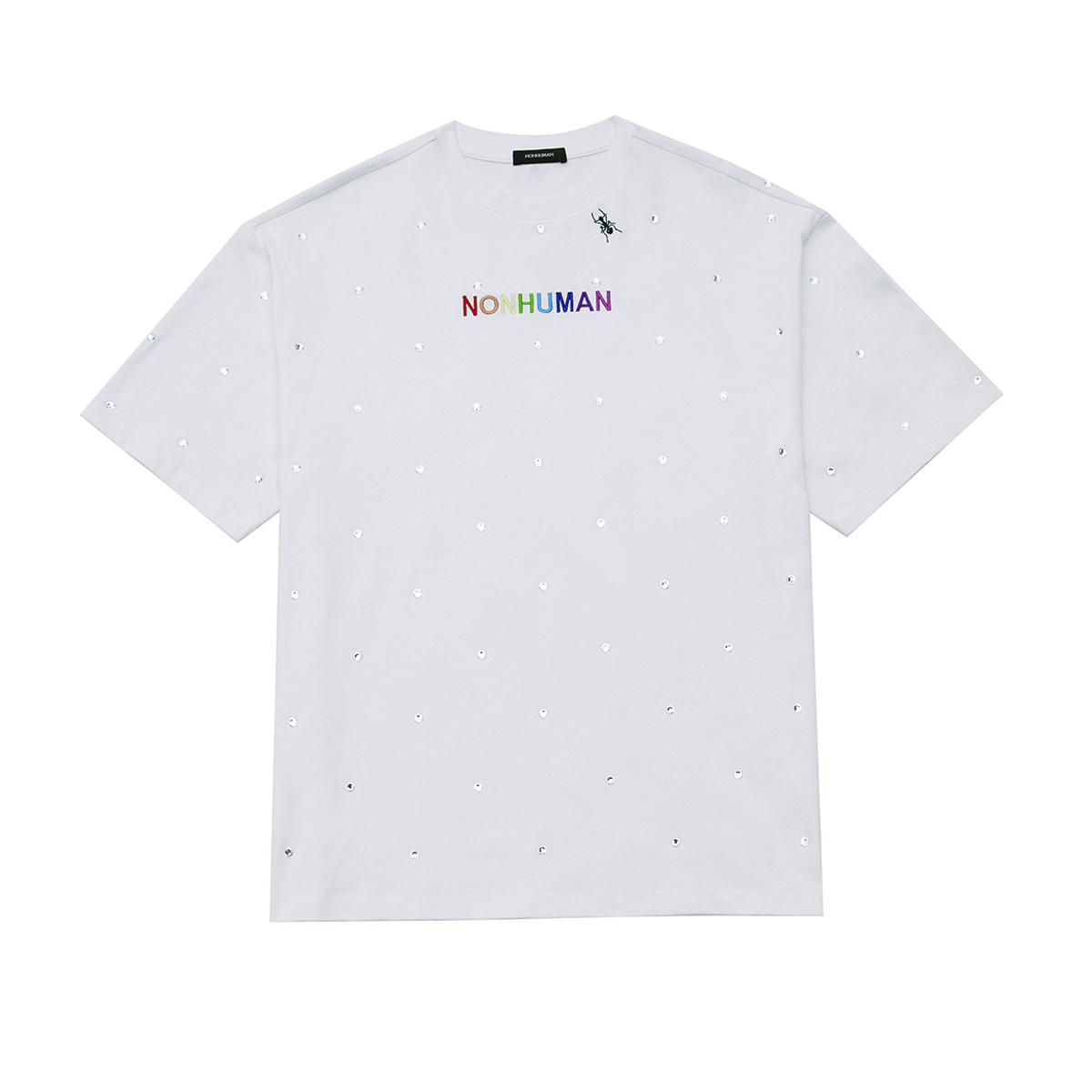 NONHUMAN水钻彩虹logo夏季圆领T恤