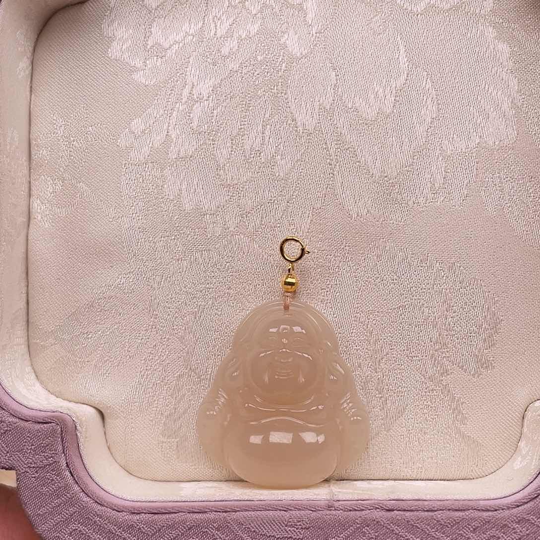 和田玉吊坠(不含链)18K金镶嵌