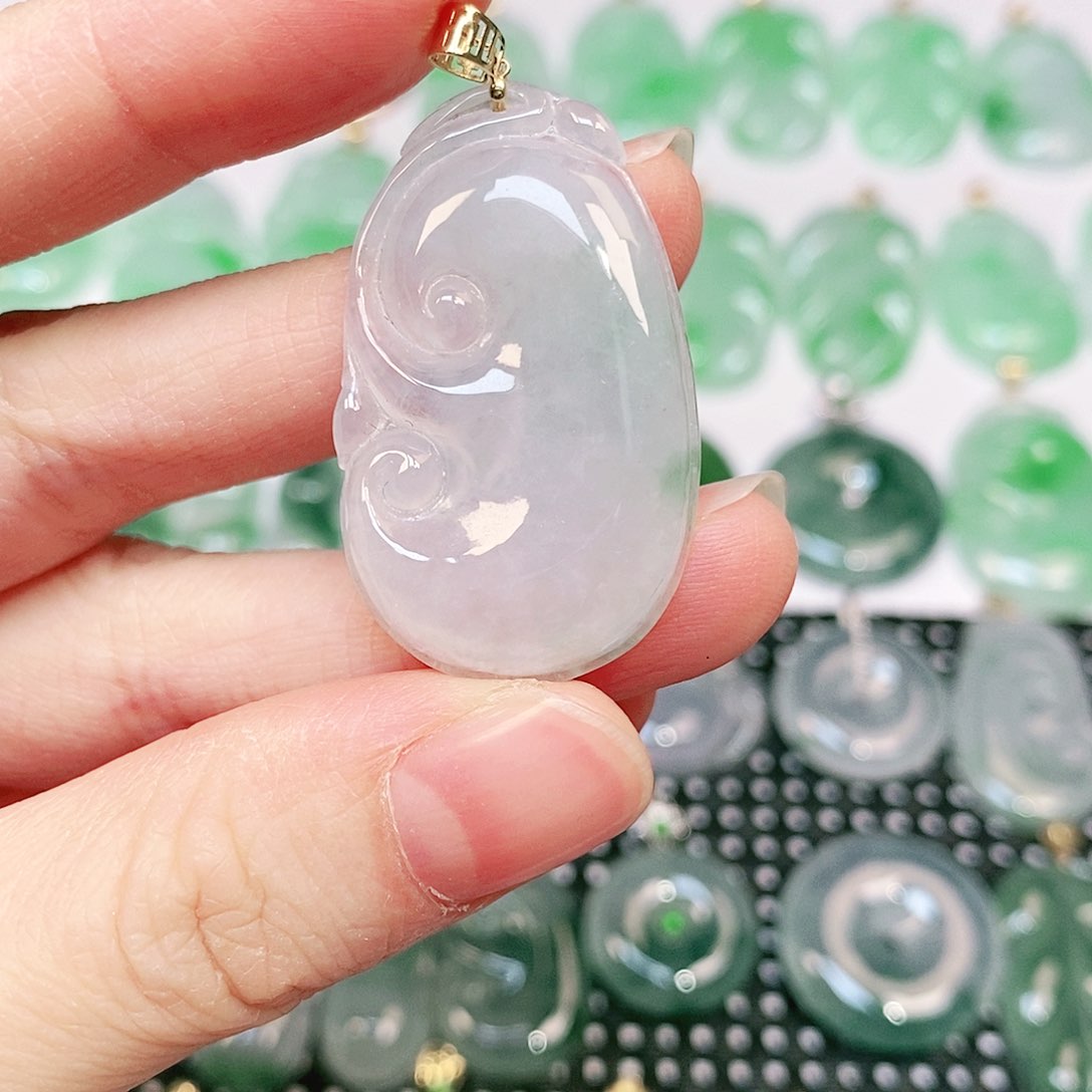 翡翠吊坠(不含链)18K金镶嵌