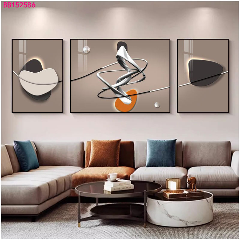 b03大气简约石来运转客厅沙发背景墙三联装饰画