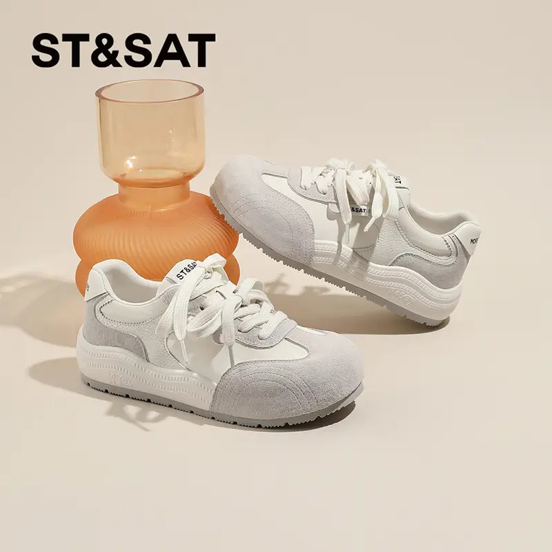 星期六小白鞋女厚底增高松糕鞋2026春秋新款芭蕾德训鞋阿甘休闲鞋