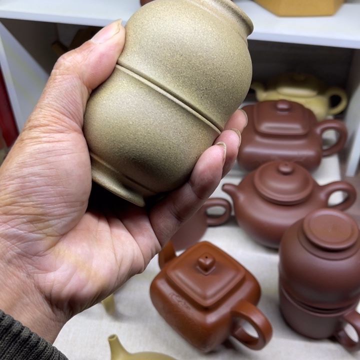 茶杯紫砂小*原矿青段主人杯一对容量100cc微瑕