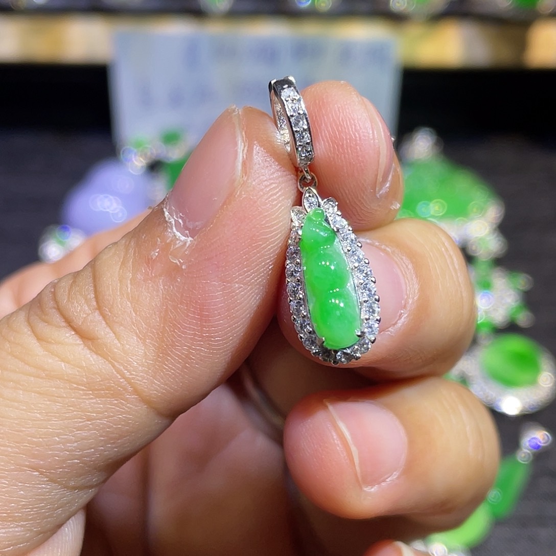 翡翠银S925镶嵌吊坠(不含链)