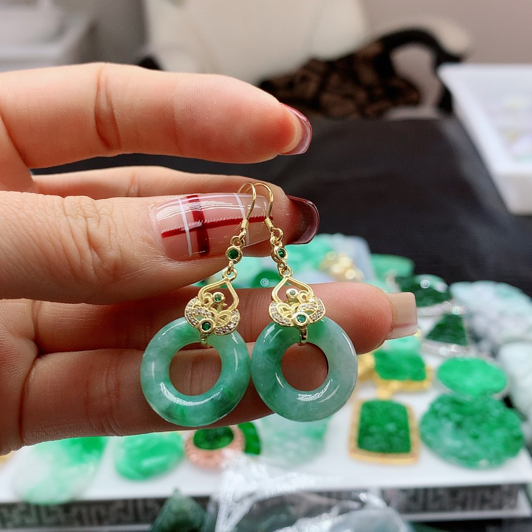 【闪购商品】翡翠耳饰银S925镶嵌，