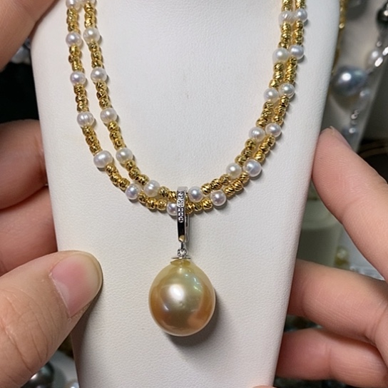 海水珍珠颈饰银S925镶嵌14.6