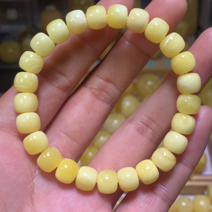 未镶嵌蜜蜡手链陈*冰天然俄料浓蜡金白精工老型8.6