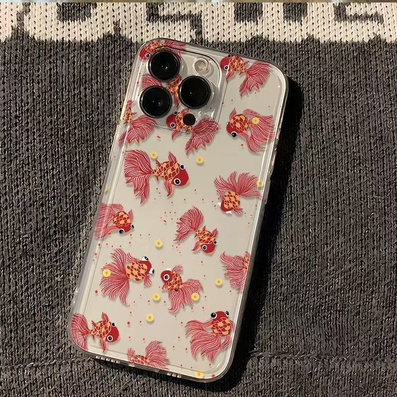 金鱼旺财适用于苹果16ProMaxiphone手机壳太空壳情侣保护套可爱