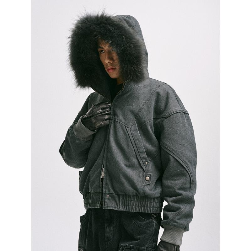 W270 座山雕二代加绒加厚外套男cleanfit重磅帆布水洗棉服夹克