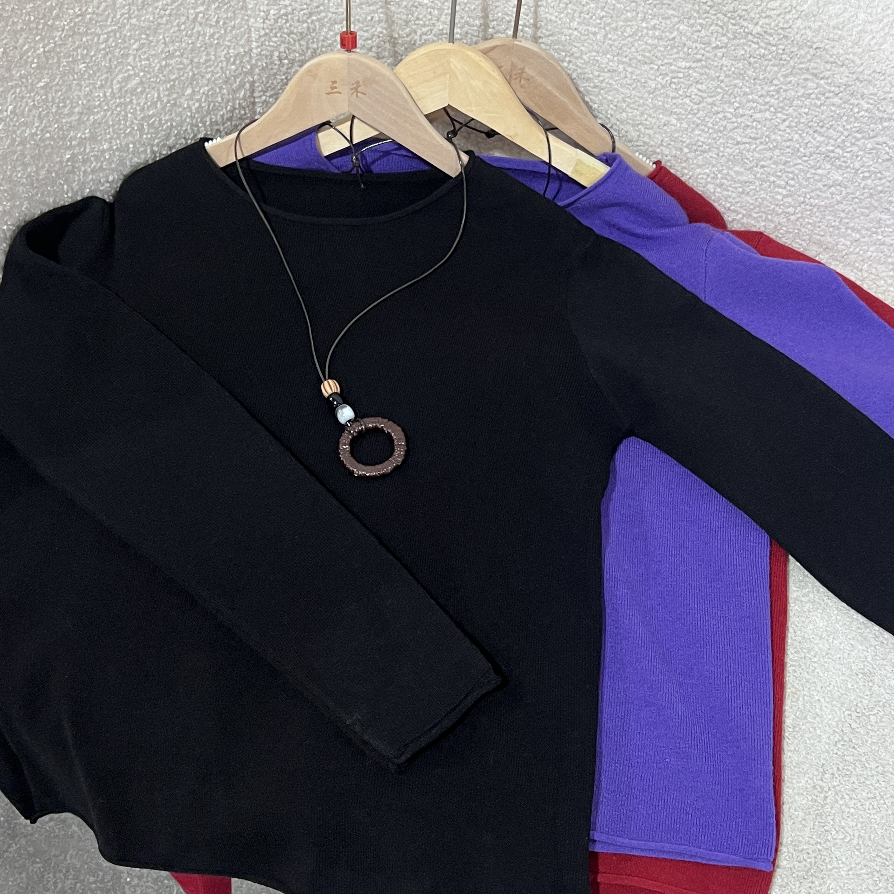 【8322-dd】圆领针织纯色上衣秋冬长袖毛针织衫百搭上衣