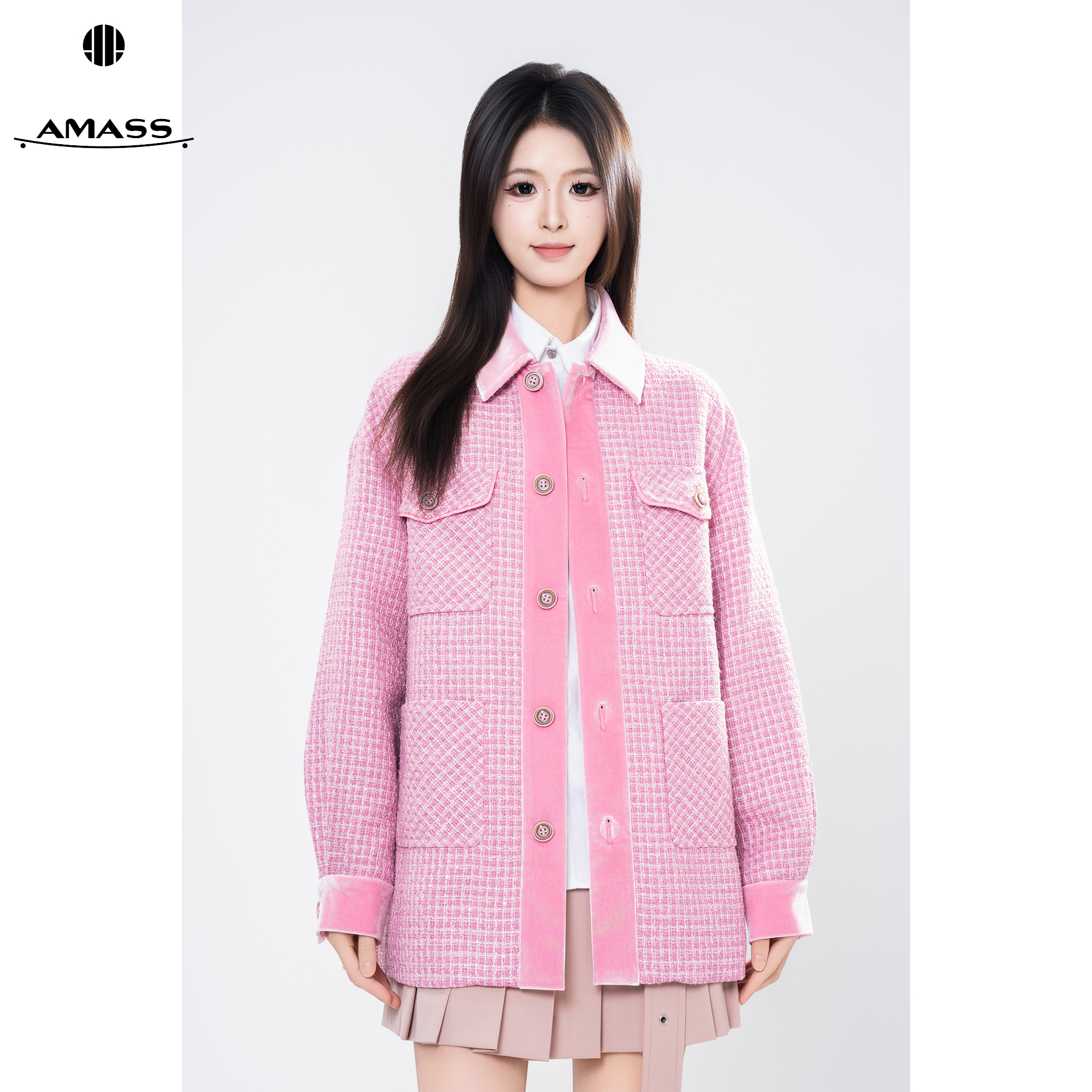 AMASS/阿玛施秋冬新款质感千金小香风单排扣洋气时尚外套 5400894
