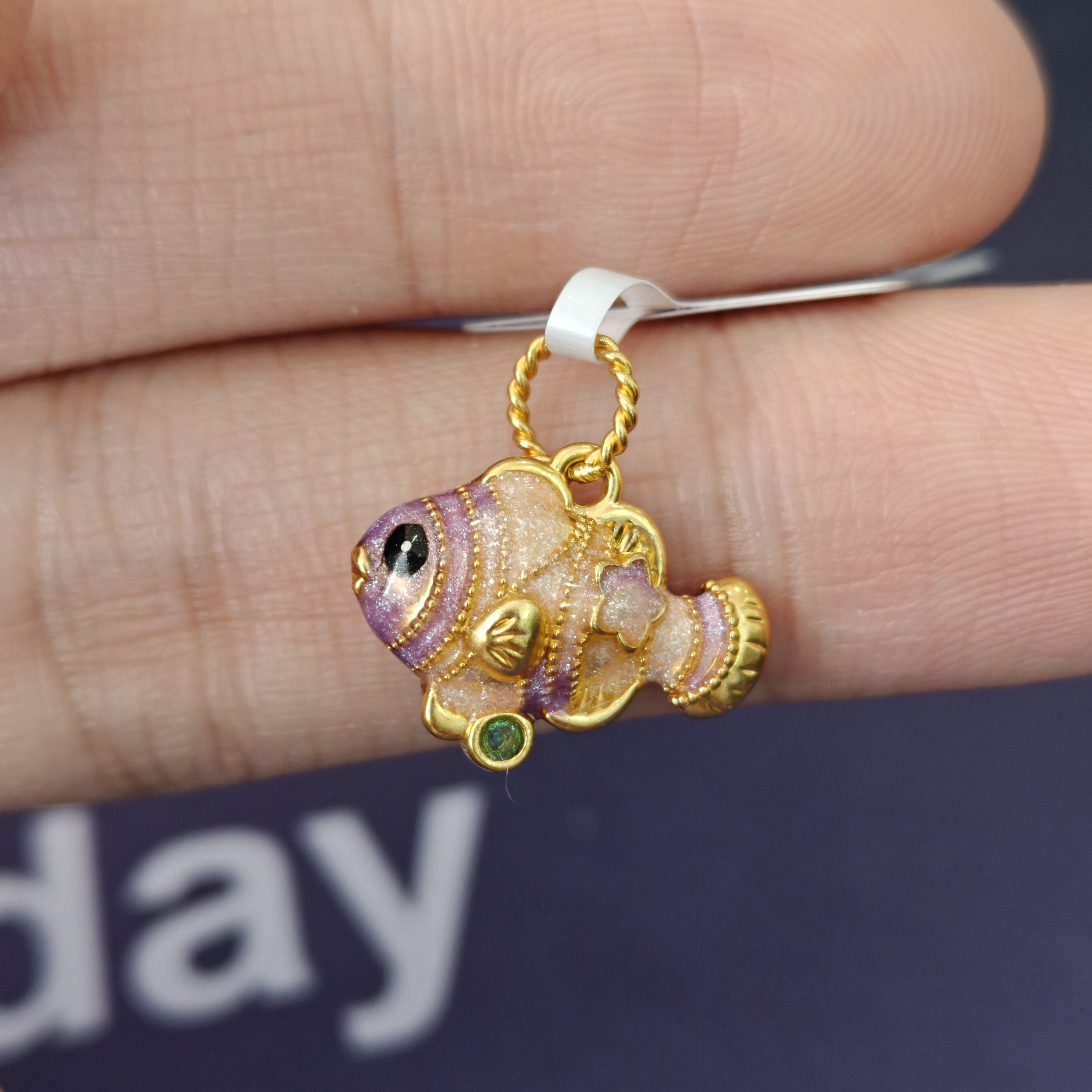 【莹莹专享】足金999 小金鱼（粉紫）ZP 0.83 纳金添喜