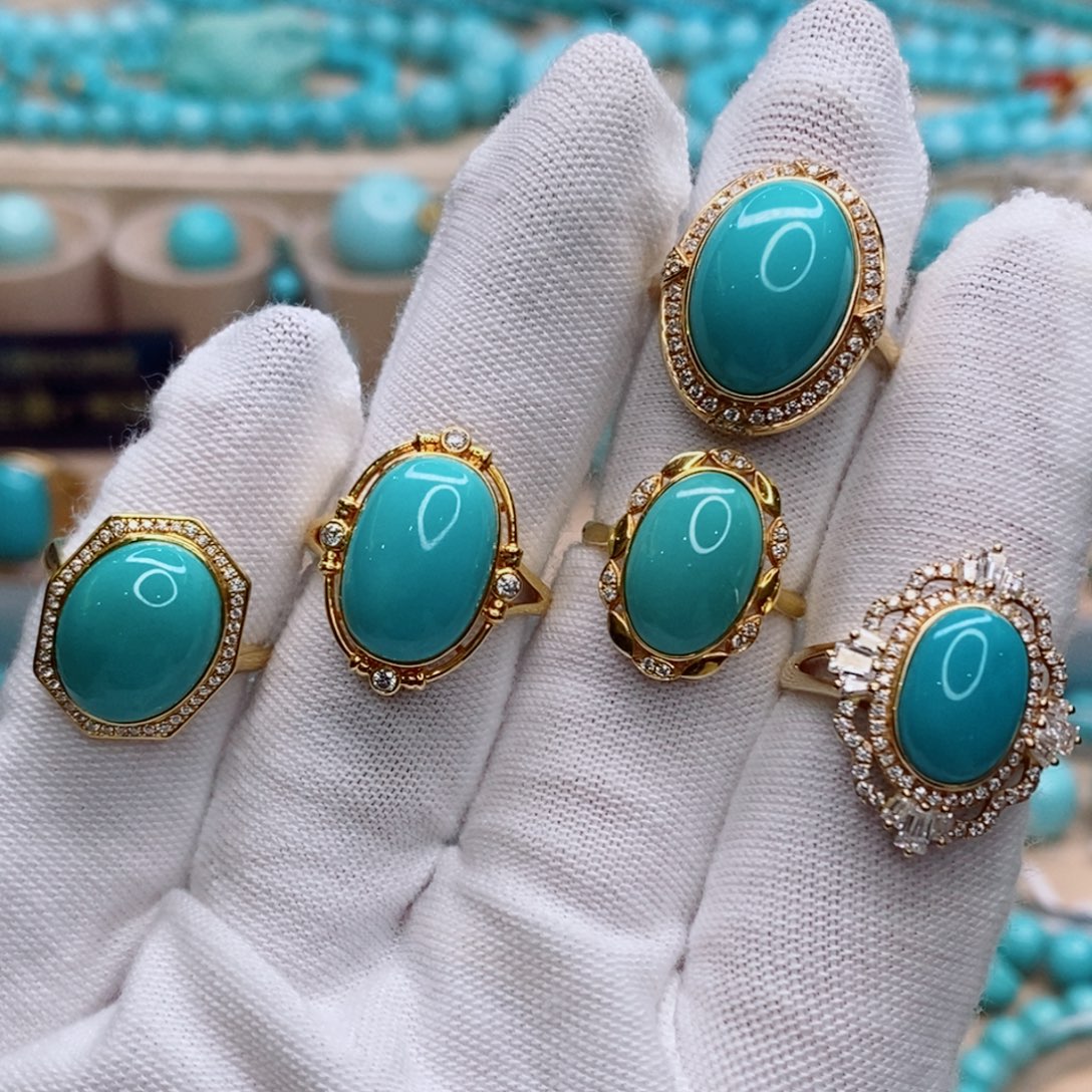 绿松石18K金镶嵌珠宝奇石