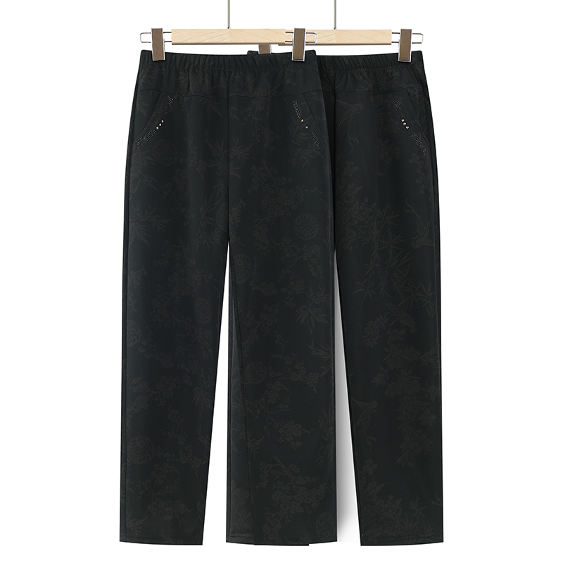 中老年人女裤新款国风大码妈妈冬季羊羔绒裤子加绒加厚外穿