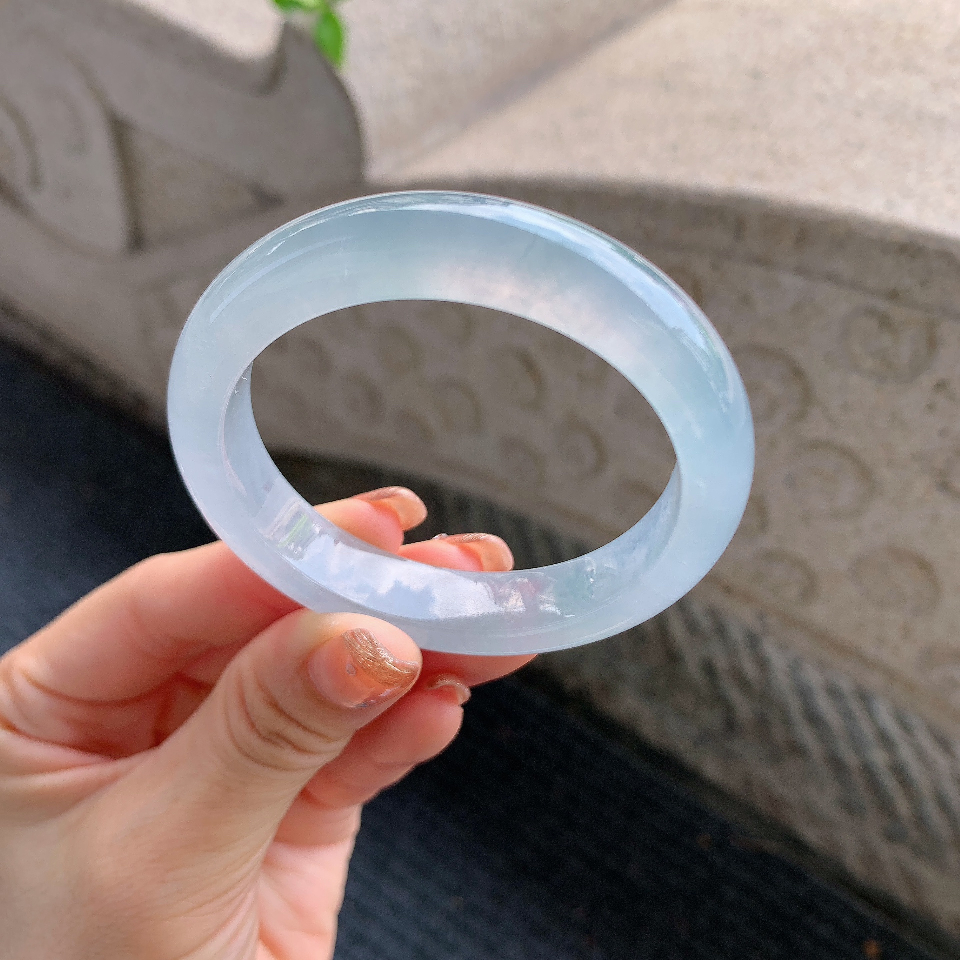 53冰蓝紫种水镯自然光实拍天然缅甸翡翠A货