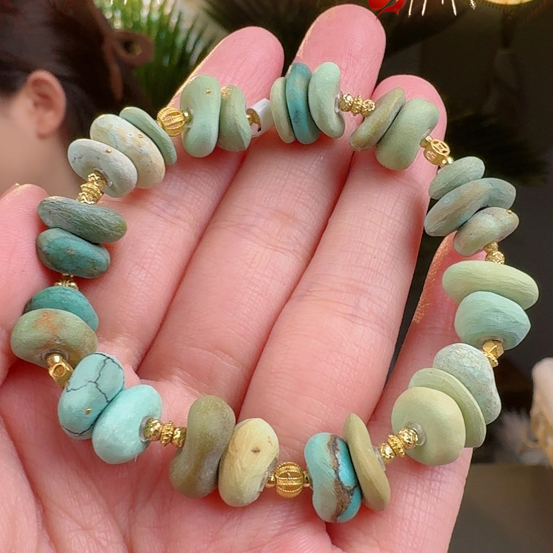 绿松石珠宝奇石18K金镶嵌