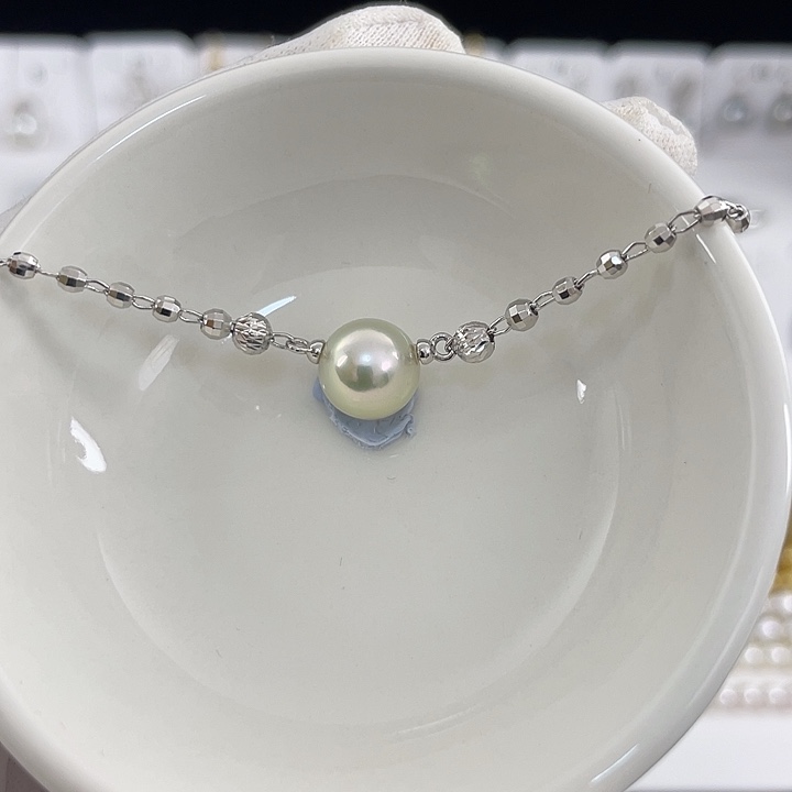 手绳银S925镶嵌海水珍珠9-10mm