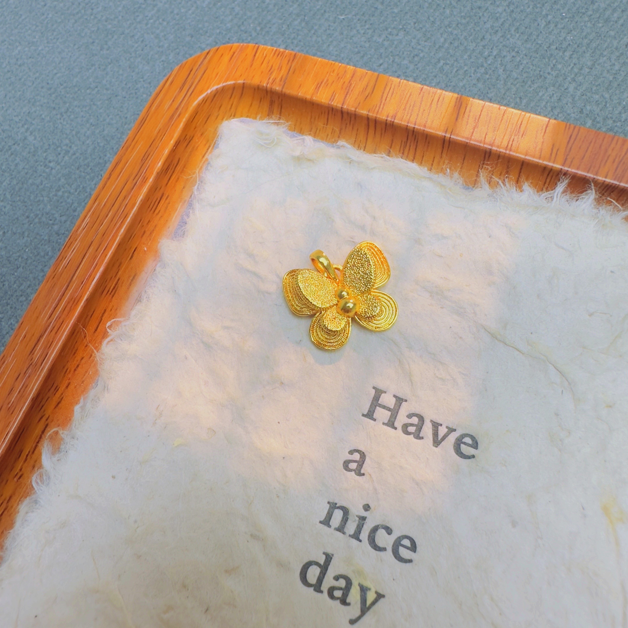 【丁老头甄选】花丝双层蝴蝶吊坠60202