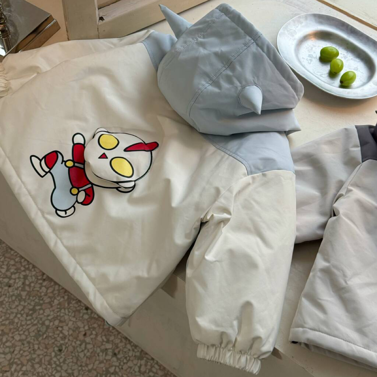 釉兮 25冬 儿童连帽夹棉冲锋衣拉链保暖外套2976