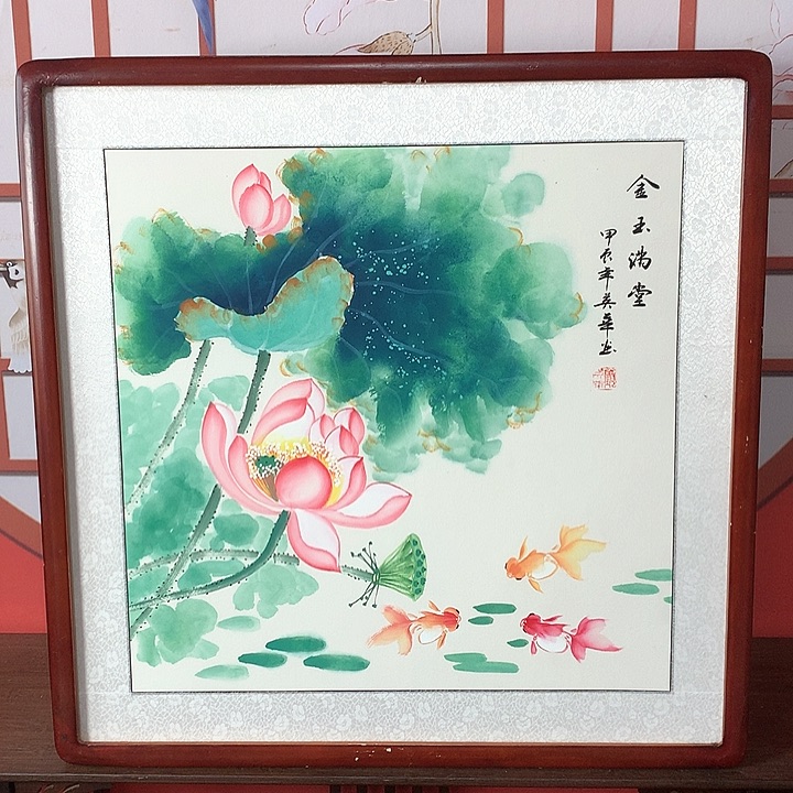 国画带框尺寸62✖️62手绘包邮