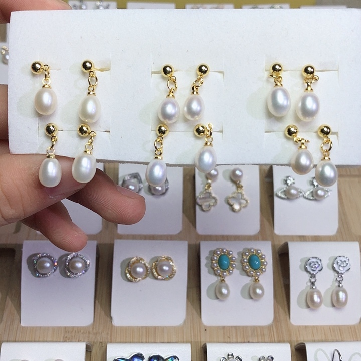 淡水珍珠耳饰银S925镶嵌