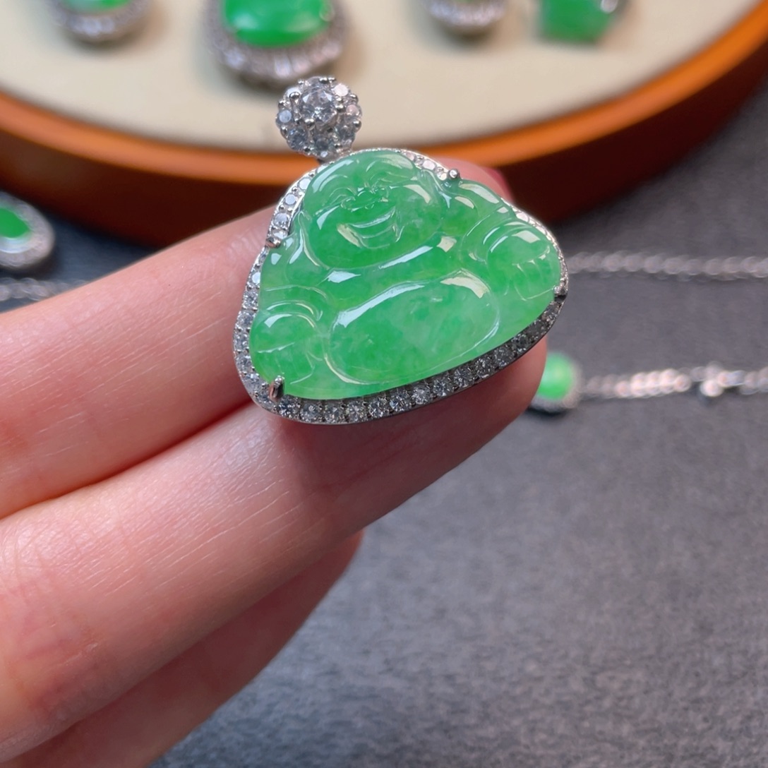 翡翠吊坠(不含链)银S925镶嵌