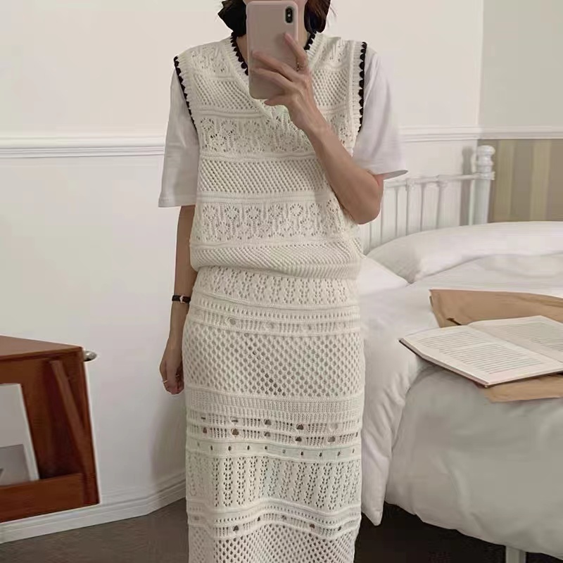 【单卖裙子】100山羊绒轻奢240152-时尚设计感重工镂空针织羊绒裙