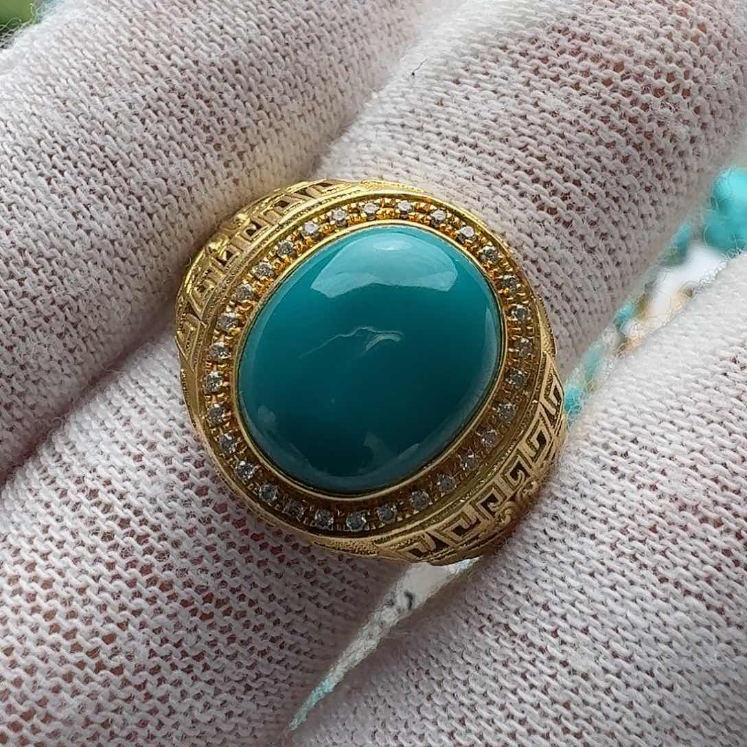 绿松石珠宝奇石18K金镶嵌