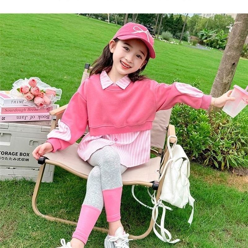 巴拉巴拉爆款女童春秋秋装套装2024新款衬衫洋气童装宝宝时髦底裤