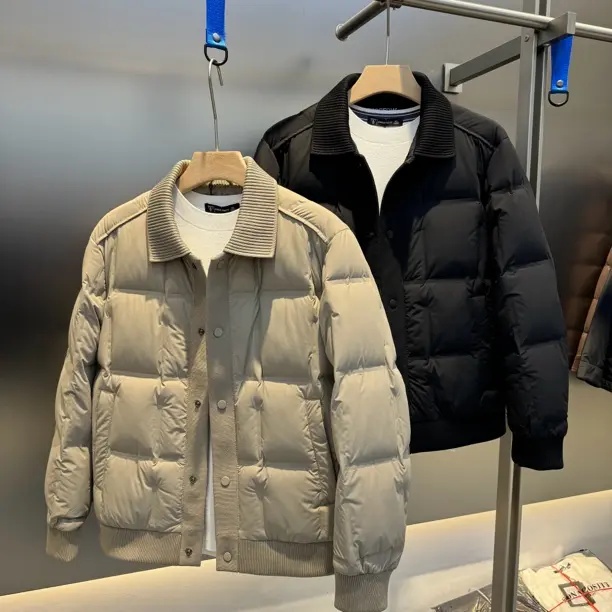 高品质轻奢翻领修身时尚显瘦羽绒服男士轻便保暖冬装外套