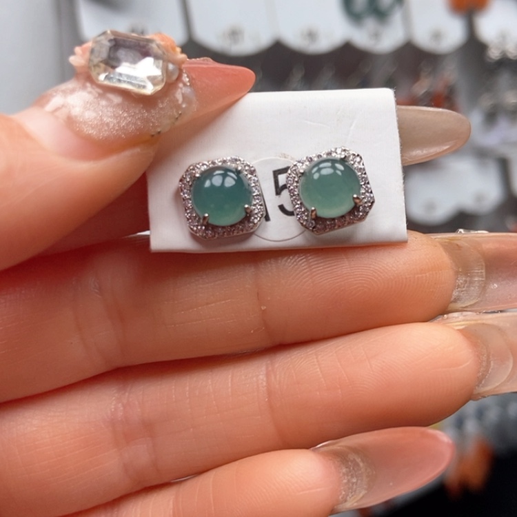 【闪购商品】翡翠耳饰银S925镶嵌耳饰