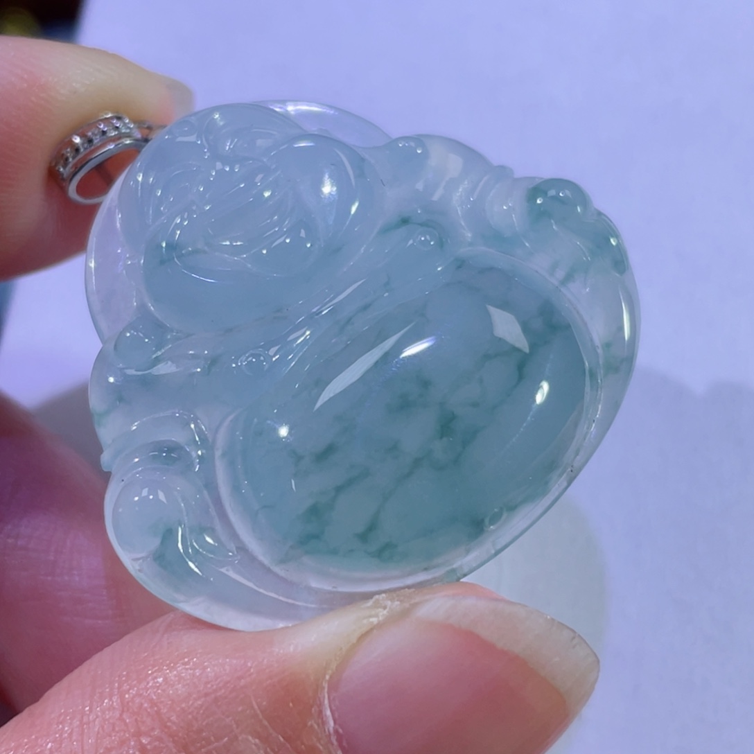 翡翠颈饰18K金镶嵌佛公