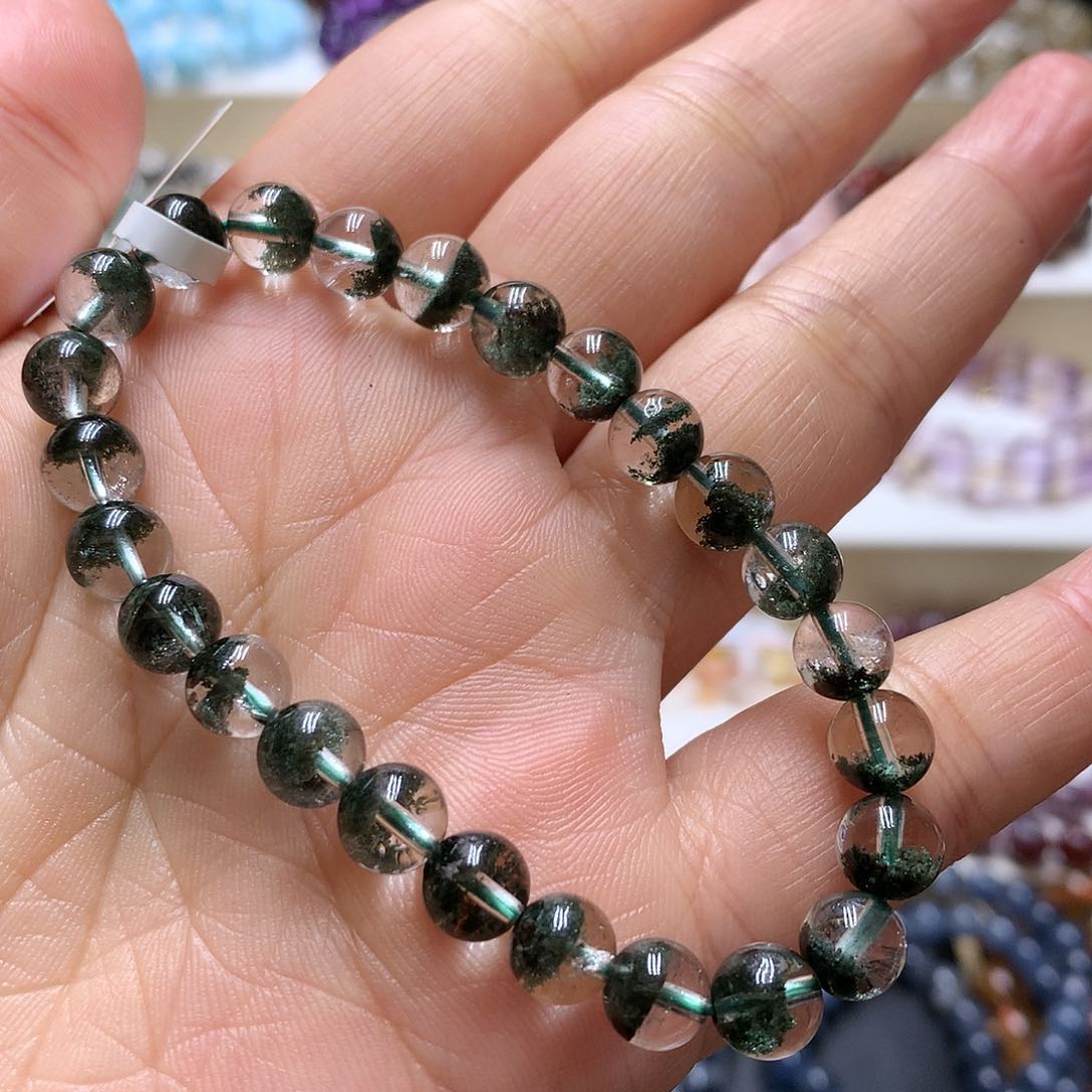 水晶手链未镶嵌天然绿幽灵