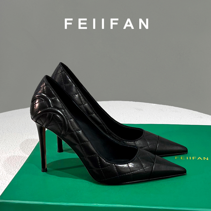 黑色高跟鞋2025春秋新款细跟高级感轻奢气质百搭单鞋女3822