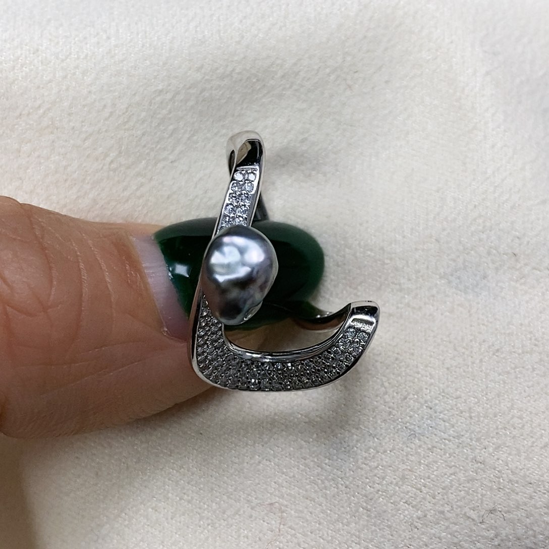 海水珍珠戒圈银S925镶嵌